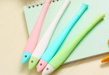 

new Cute fish design kawaii Gel Pen Ink Pen Gift School prize Office writing Supply student Stationery needle pen black ink 50pc