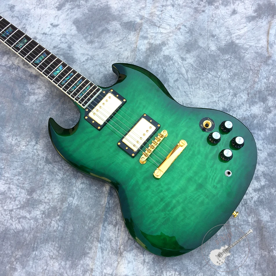 

Free delivery, green corrugated 400 electric guitar, silver hardware, customizable