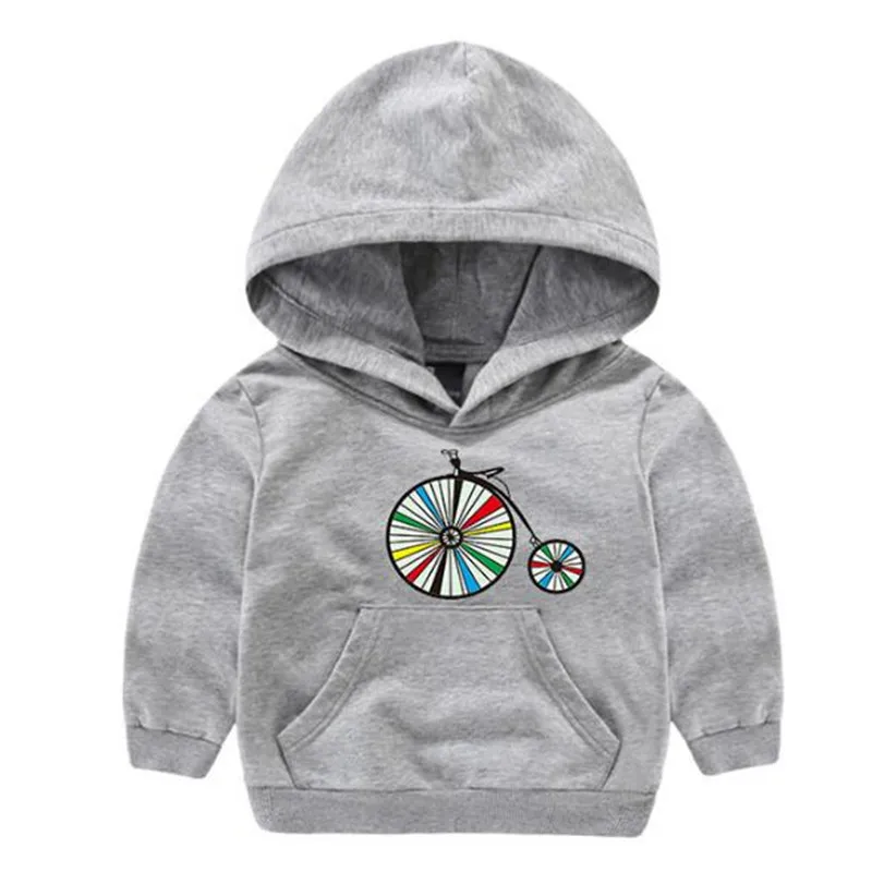 

Boys Sweatshirts Hooded Baby Boys Hoodies With Hat Bicycle Autumn Winter Loose Thin Hoody Tops Hot Sale 100% Cotton Cap Clothes