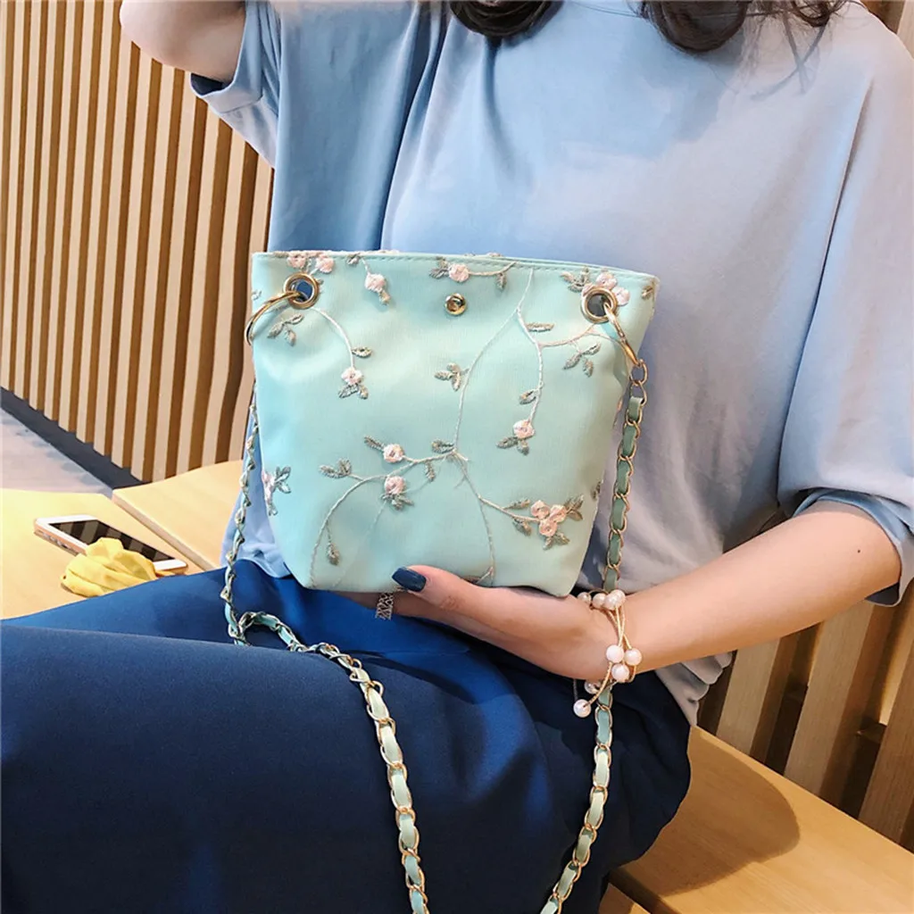

Women Floral Embroidered Handbag Elegant Ladies Daily Casual Shoulder Bags Hasp Bucket Square Bag PU Messenger Bag сумка женска