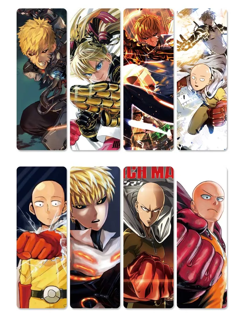 8 шт./компл. Аниме ONE PUNCH MAN ПВХ Закладки Красочные с принтом Sonikku для студентов