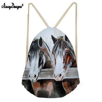 

NoisyDesigns Men Backpack Small Women Cool Horse Crazy Poni Print Animal Softback Backpacks for Boys Draw string Bags For Kids
