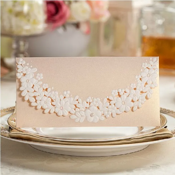 laser cut wedding invitation envelopes champagne flower party envelope