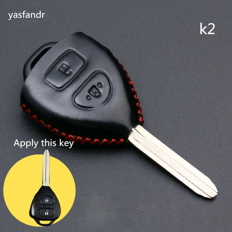 2 кнопки аксессуары чехол для дистанционного ключа автомобиля чехол для Toyota Camry Highlander Corolla Hilux Vitz Vios Rav4 Aqua Land Cruis - Название цвета: ysb106-k2