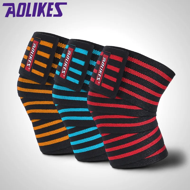 AOLIKES 1pcs 180 * 8CM Knee Wraps Men's Fitness Weightlifting Sport