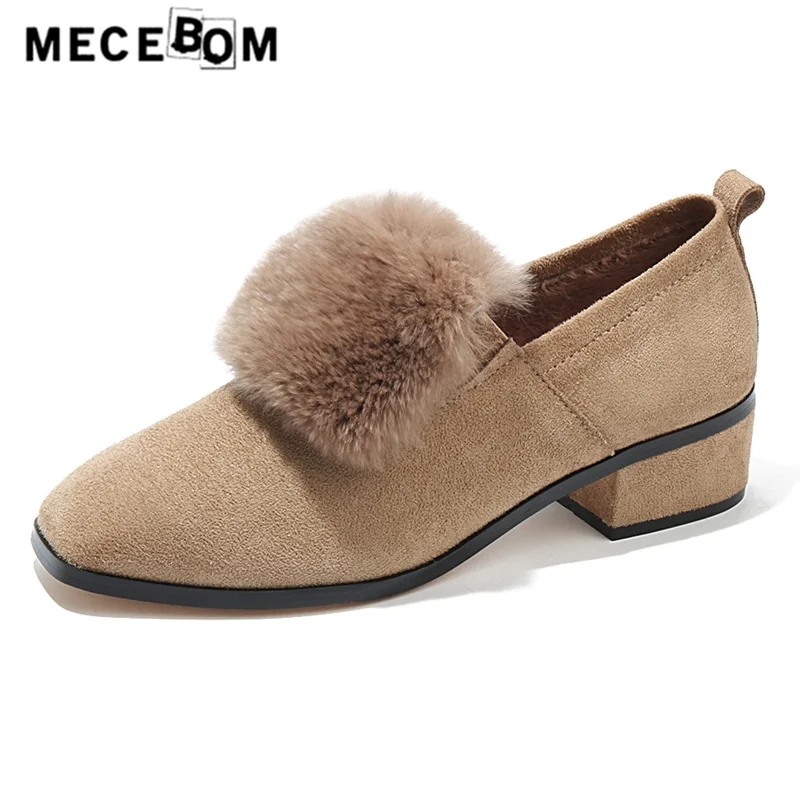 

Women's Pumps big size 35-44 new autumn Faux Fur slip-on single shoes low heel Flock lady pumps feminino sapatos 133w