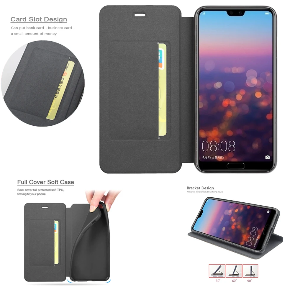 Флип Бумажник кожаный чехол для huawei P20 Lite глобальная прошивка Nova 3e 4G LTE мобильный