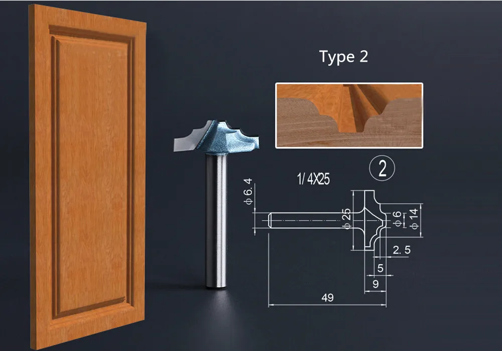 1pc Trimmer Cnc Engraving Router Bit Woodworking Mill Cabinet Door