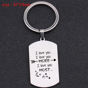 

Engraved I Love You More And Most Fashion Stainless Steel Keychain For Boyfriend Girlfriend Lovers' Couple Romantic Gift