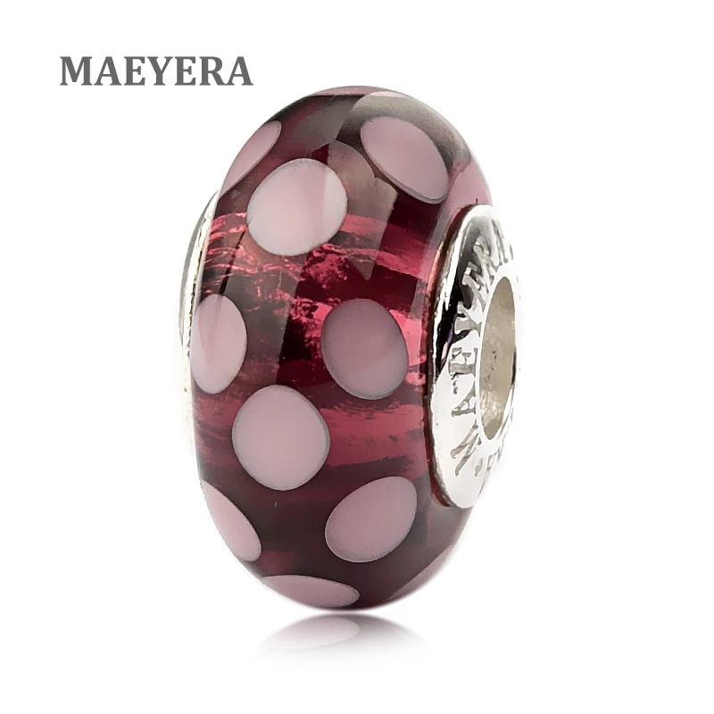 Подлинные зернистые серебряные лампворк MAEYERA бусины из муранского стекла с