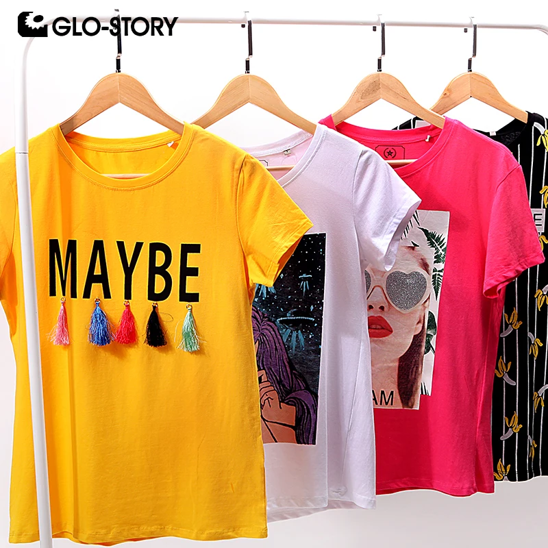 

GLO-STORY Lucky Bag 2/3/4/5PCS Women T-Shirts Random Style 2019 Spring & Summer New Tops No Exchange No Return S-5XL Size