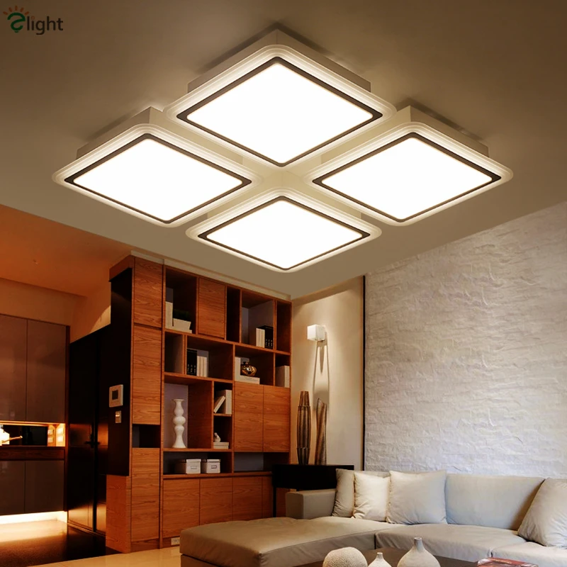 

Remote Control Dimmable Modern Minimalism Lustre Led Ceiling Lamps Grid Acrylic Painted Metal Led Ceiling Light