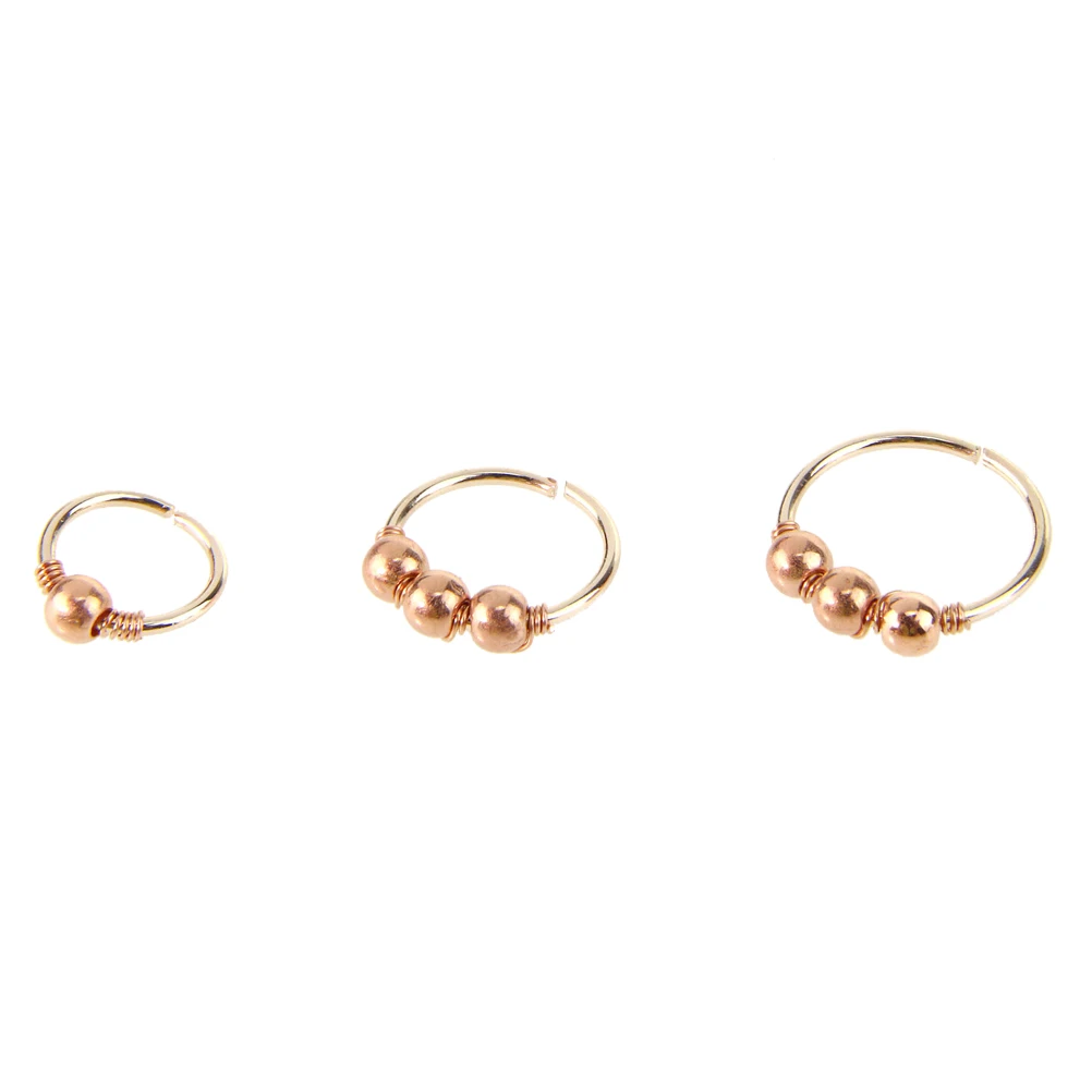 

3pcs Nose Ring Nose Bead Studs Nostril Hoop Nose Earring Piercing Jewelry 6mm 8mm 10mm (Rose Gold Bead)
