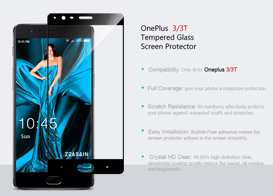 Original ZEASAIN Full Cover Screen Protector Tempered Glass for OnePlus 3 3T Three OnePlus3 OnePlus3T One Plus 1+3 1+3T Film (5)