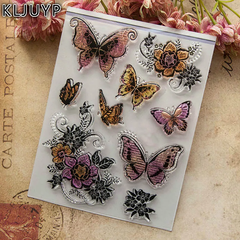 

KLJUYP Butterfly Transparent Clear Silicone Stamp/Seal for DIY scrapbooking/photo album Decorative clear stamp sheets