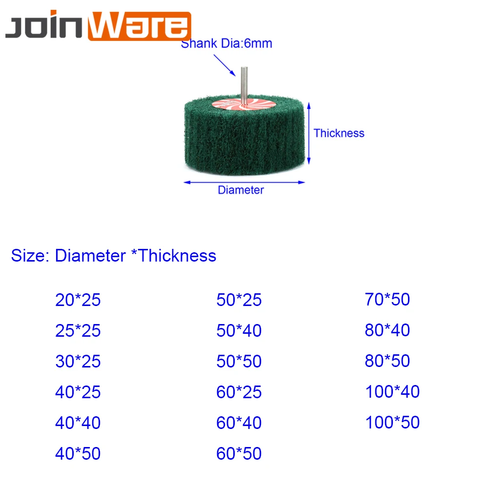20 мм-100 мм не плетеная с клапаном шлифовальное колесо 180#6 мм хвостовик волокна абразивная Чистящая площадка Полировочный шлифовальный диск для очистки металла