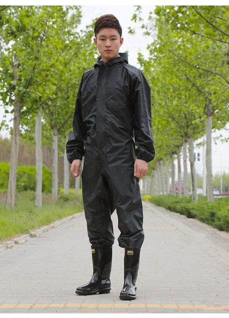 Waterproof Overalls Hooded Rain Coveralls Work Clothing Dust-proof Paint  Spray Unisex Raincoat Workwear Safety Suits