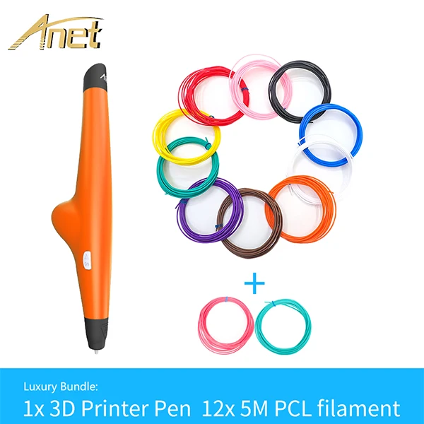 Anet 3d Drawing Pen 1.75mm PCL Filament DIY LED Indicators Low Temperature 3D Pen Printing Pen filament refills for kid Pen 3d - Цвет: VP05 pen add 12rolls