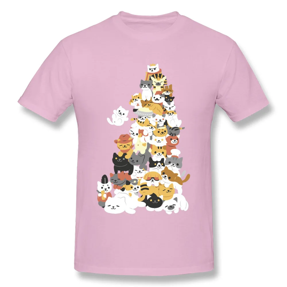 Cat-pile-618- Round Neck Tshirts Summer Tees Short Sleeve New Coming 100% Cotton Europe Tops & Tees Design Men's Cat-pile-618- pink