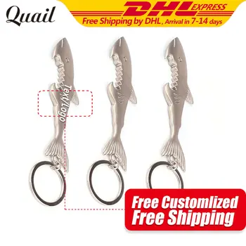 

Quail Creative Style Shark Shaped Beer Bottle Opener Key Ring Multifunction Opener Free Print Name/Date/Text as Wedding Gifts