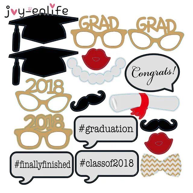 JOY ENLIFE 1set Photo Booth Props Graduation Party Decor