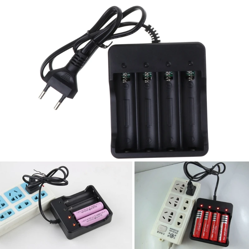 Universal Rechargeable 4 Slot Battery Charger 4.2V Li-ion US Plug Tool For 18650