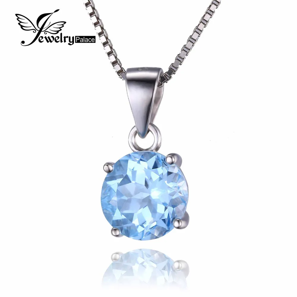JewelryPalace Natural Stone Sky Blue Topaz font b Pendant b font font b Necklace b font