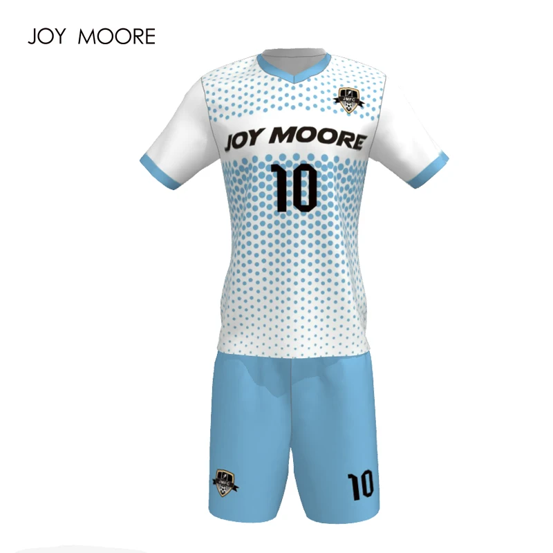 light blue and white soccer jersey