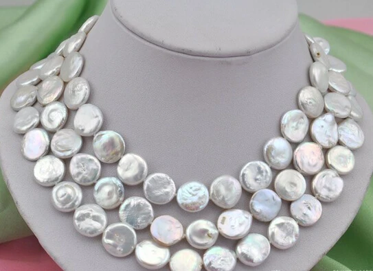 

FREE SHIPPING>>>@@ AS4902 50"15mm coin white freshwater pearl necklace