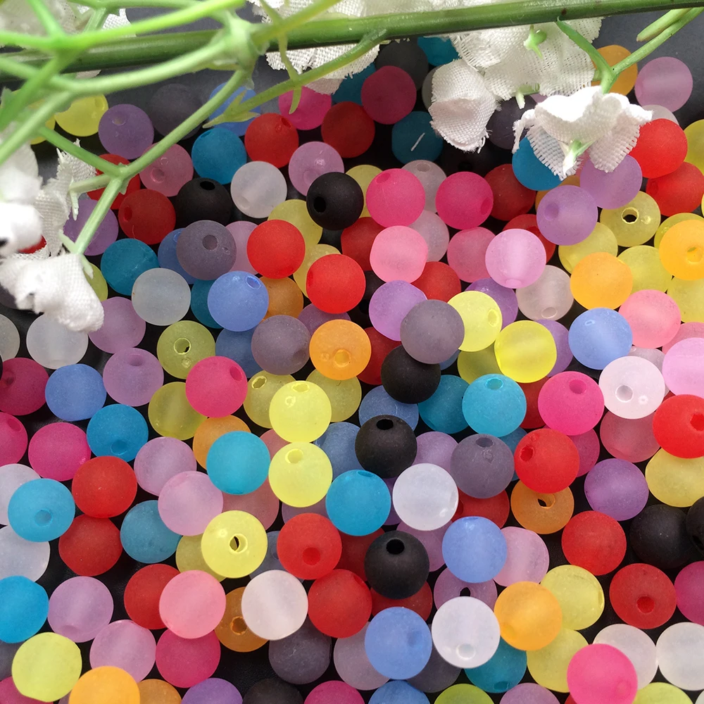 

6mm 200pcs Frosted Transparent Round DIY Acrylic loose jewelry beads for Making necklace bracelet accessories , for X.mas gift