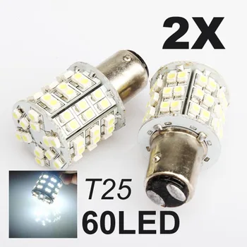 

2 Pcs/Set T25 60 SMD LED Light Tail Stop Brake Turn Lamp Bulb Pure White F-Best