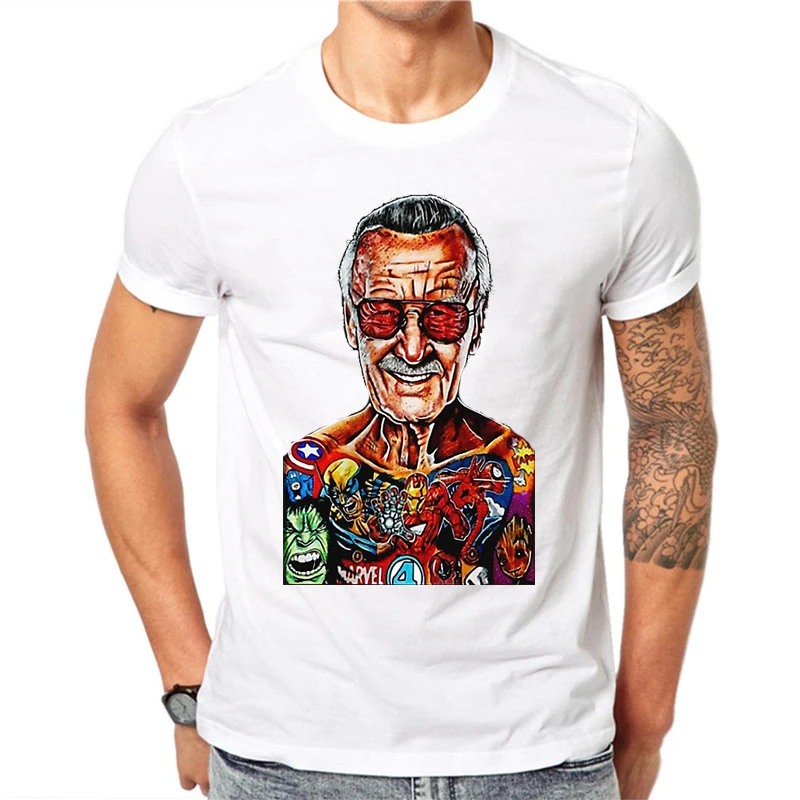 Stan Lee T camisa de los hombres Rip superhéroe Anime padre Camiseta 100% algodón blanco conmemorar Camiseta Original homenaje Camiseta Casual Stan Lee T camisa de los hombres Rip superhéroe Anime padre Camiseta 100% algodón blanco conmemorar Camiseta Original homenaje Camiseta Casual