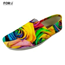 FORUDESIGNS/Модная женская повседневная обувь в цветочном стиле; женская парусиновая дышащая обувь для влюбленных на плоской подошве с милым цветочным принтом и розой