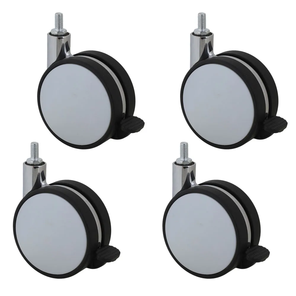 82mm Plastic Furniture Office Chair Swivel Caster Wheel Screw Thread Stem with Brake for Sofa Bed Goods Shelf Storage Rack 