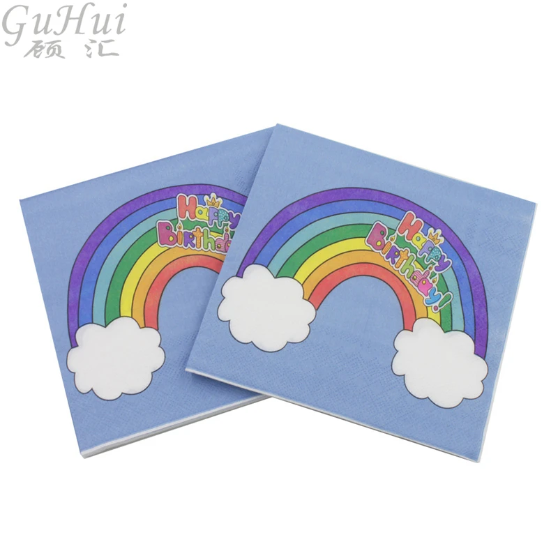 

100Pcs Cloud Rainbow Bridge Tissue Disposable Blue Napkin Paper Home Festive Birthday Party Tableware Decoration Kids Baby Show