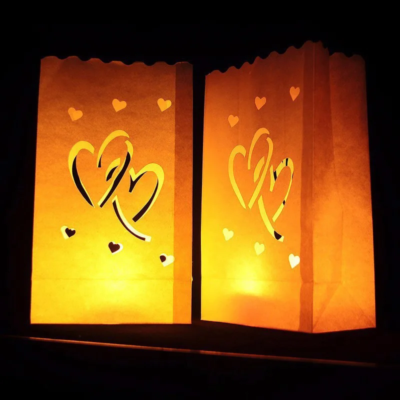Buy 10pcs Heart Tea Light Paper Lantern Candle Bag Home Outdoor LED Lighting