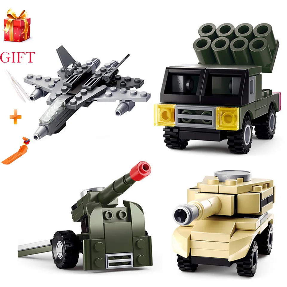 

Mini Fighterd Plane Kids Building Blocks Military Tank Assemable Model Toys block Educational Mortar Brick Toys Gifts