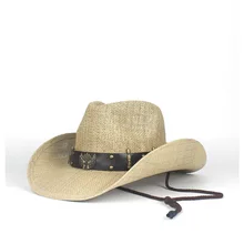 Соломенная женская мужская открытая западная ковбойская шляпа летняя шляпа для папы леди сомбреро Hombre пляжная Панама Джаз Солнцезащитная шляпа размер 56-58 см