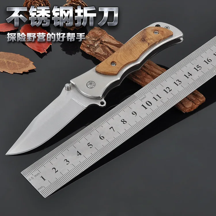 

Hunter 57HRC High Hardness 5Cr15MOV Blade White Shadow Wooden Handle Folding Knife Camping Survival Tactical Pocket EDC Tool