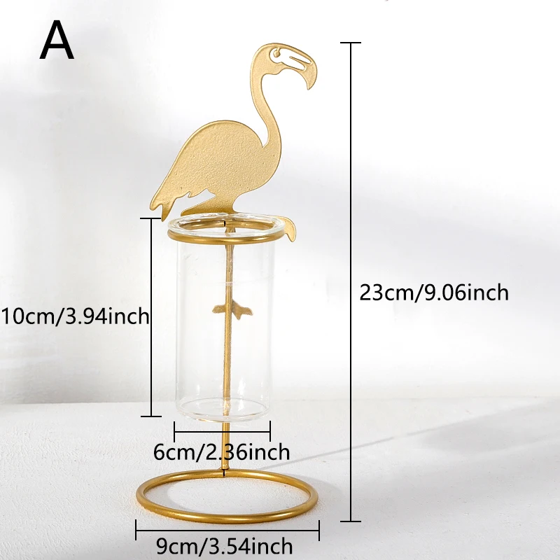 Скандинавский Фламинго ваза прозрачная стеклянная пробирка гидропонная ваза гостиная Цветочная композиция украшение стола цветочный горшок - Цвет: A