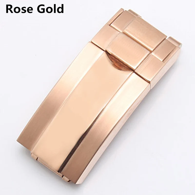 16mm Stainless Steel Buckle Brushed Silver Pink Rose Gold RX Buckle Oyster Lock For Daytona Submariner GMT Role Clasp With Crown