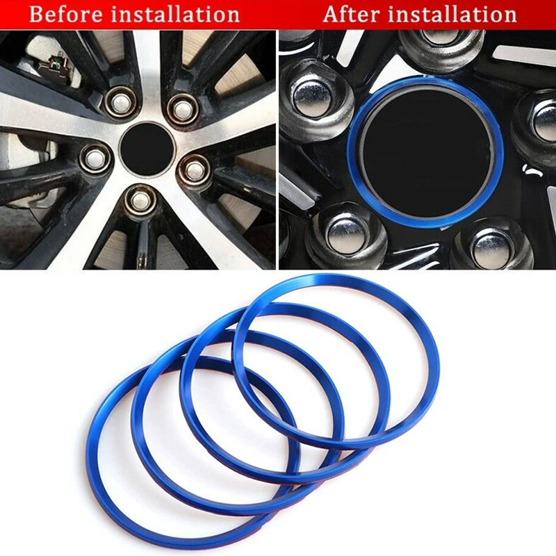 

4pcs/set Wheel Center Hub Ring Trim For Toyota Camry 2018 2019 Aluminium Alloy Blue Hub Center Rim Trims