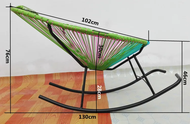 Кресло-качалка из полиэтиленового тростника, садовое кресло, круглый железный стул для двора