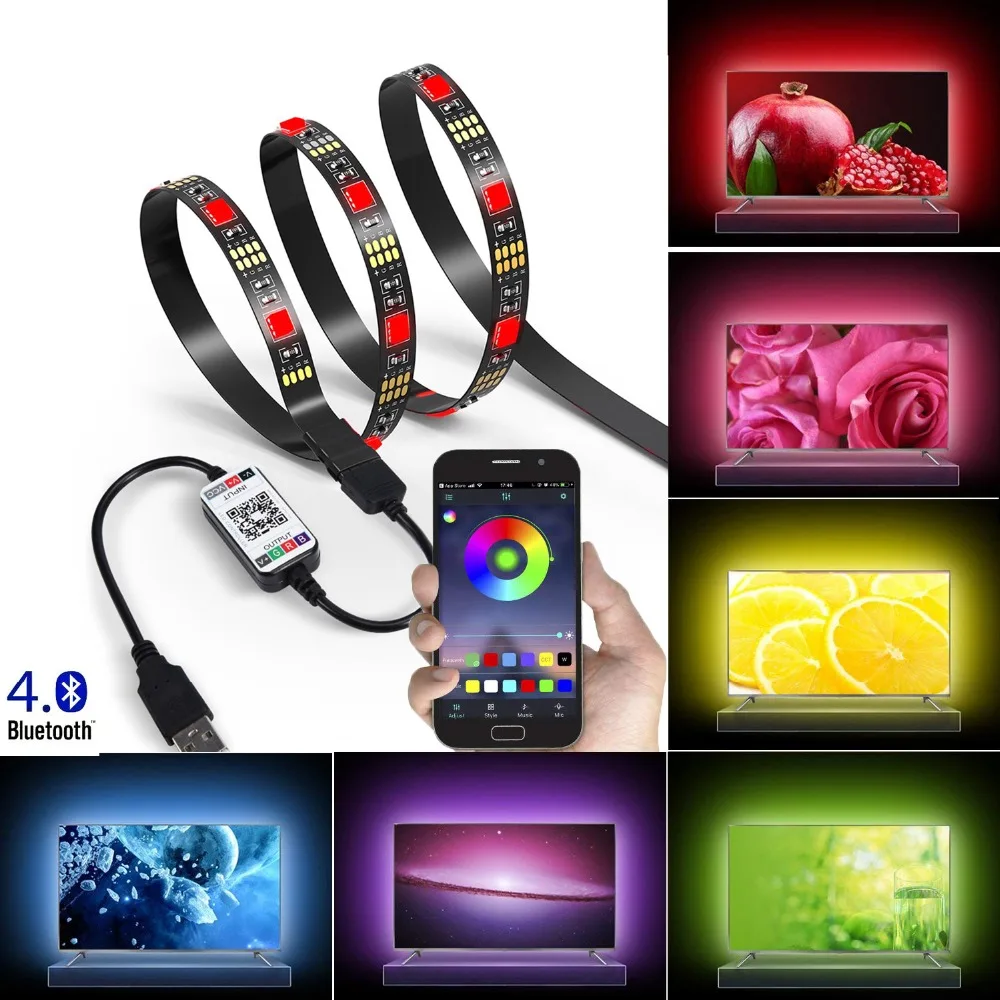 

5 v USB Power LED Strip Licht RGB 5050 SMD Bluetooth Desktop Led strip verlichting PC Screen TV Backlight Verlichting 50 cm 1 m
