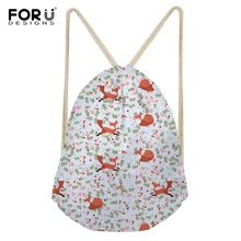 FORUDESIGNS/сумка на шнурке, Модная Портативная сумка на шнурке, полиэстер с принтом лисы и собаки для детей с милыми 3D узорами