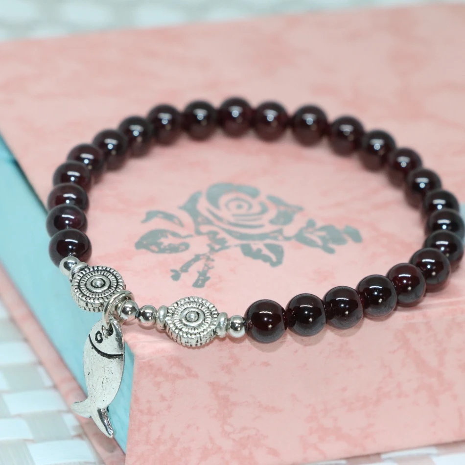 Charming women strand bracelets 6mm natural round beads free