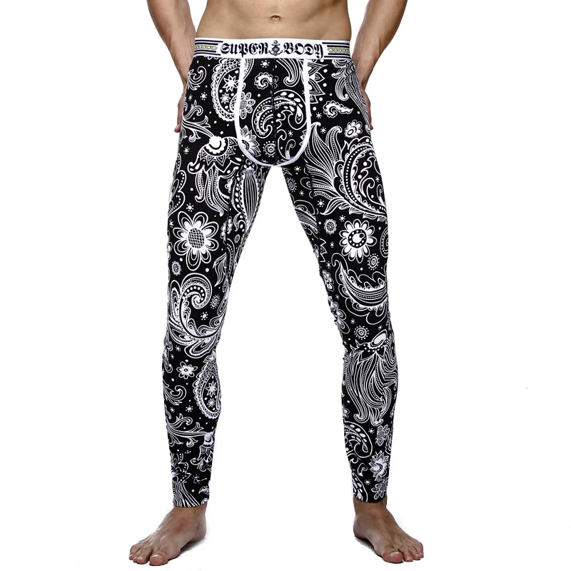best mens long underwear Men's Wholesale Printing Cotton U Convex Design Long Johns Leggings Home Furnishing Modal Warm Pants long johns pants