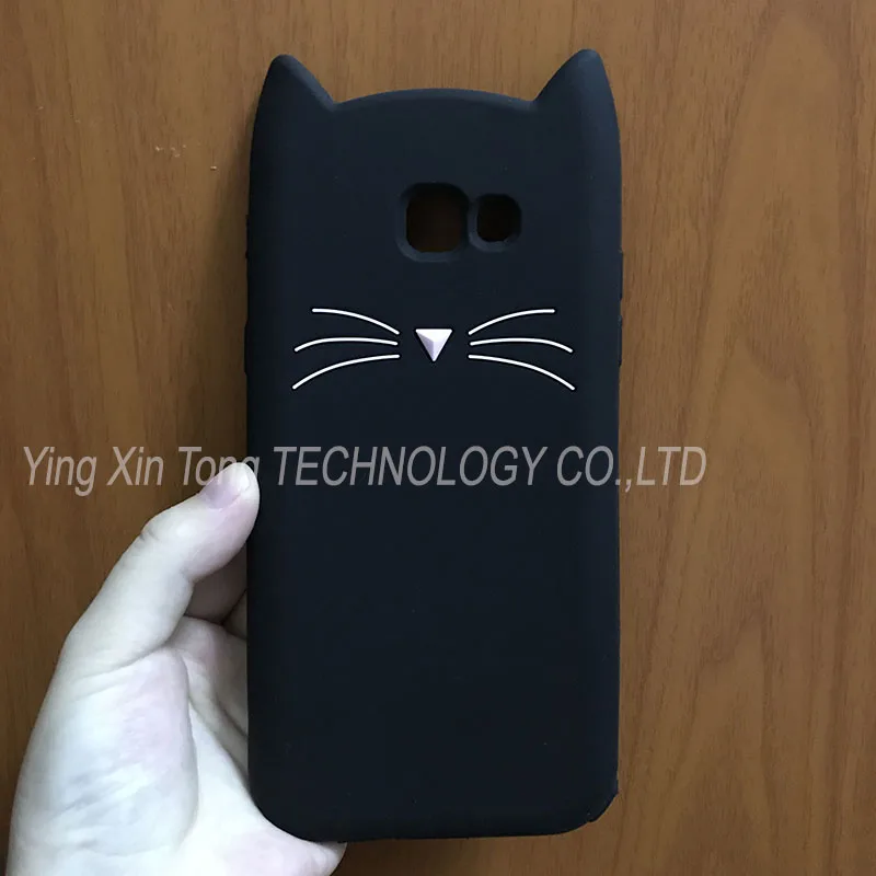 Стильная футболка с изображением персонажей видеоигр 3D Минни Капа чехол для samsung Galaxy A3 Coque A320 A5 A520 A7 A720 силиконовый мягкий чехол на заднюю панель телефона - Цвет: Cat Black