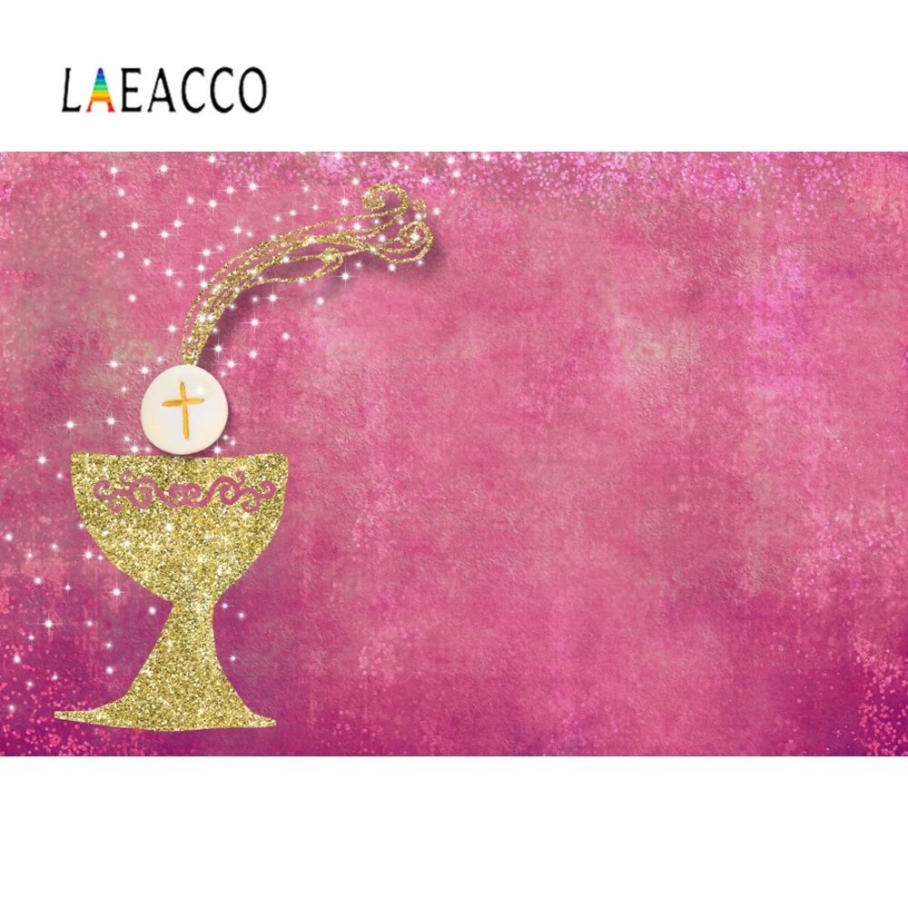 

Laeacco Golden Chalice First Communion Cross Jesus Photography Baby Background Wall Scene Photographic Backdrop For Photo Studio