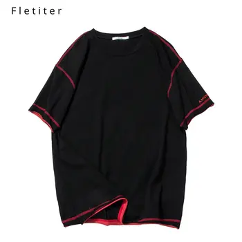 

Fletiter T Shirts Solid 90s Black Vintage T-Shirt Brand T Shirt Men/women Tops Tee 100 Cotton Casual Hip Hop Street Clothing